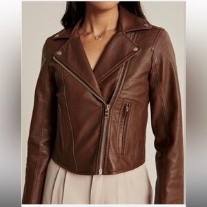 Abercrombie & Fitch Women’s Vegan Leather Moto Jacket - Small